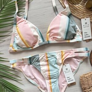 Billabong x Salty Blonde Striped Tri Bikini Top | Tab Side Lowrider Bottom